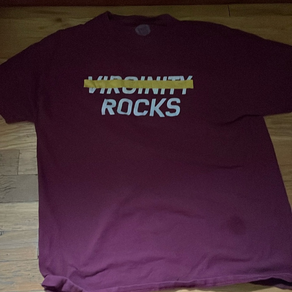 Men’s Danny Duncan virginity rocks maroon T shirt